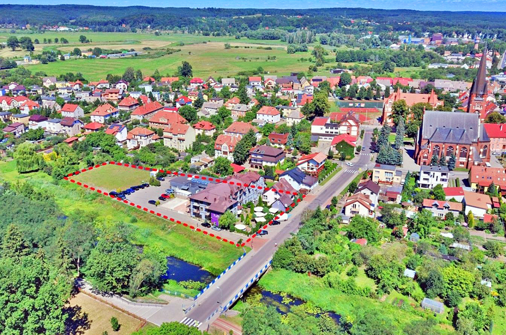 widok a lotu ptaka na okolicę, w której znajduje się oferowana na sprzedaż nieruchomość komercyjna Gorzów Wielkopolski (okolice)