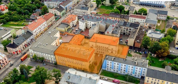 widok z lotu ptaka na nieruchomość inwestycyjną do sprzedaży Piotrków Trybunalski