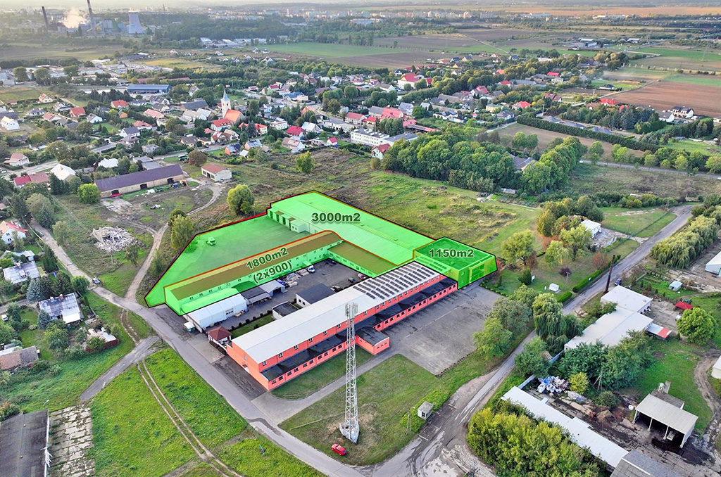 rzut z lotu ptaka pokazujący nieruchomość inwestycyjną do wynajmu Gorzów Wielkopolski