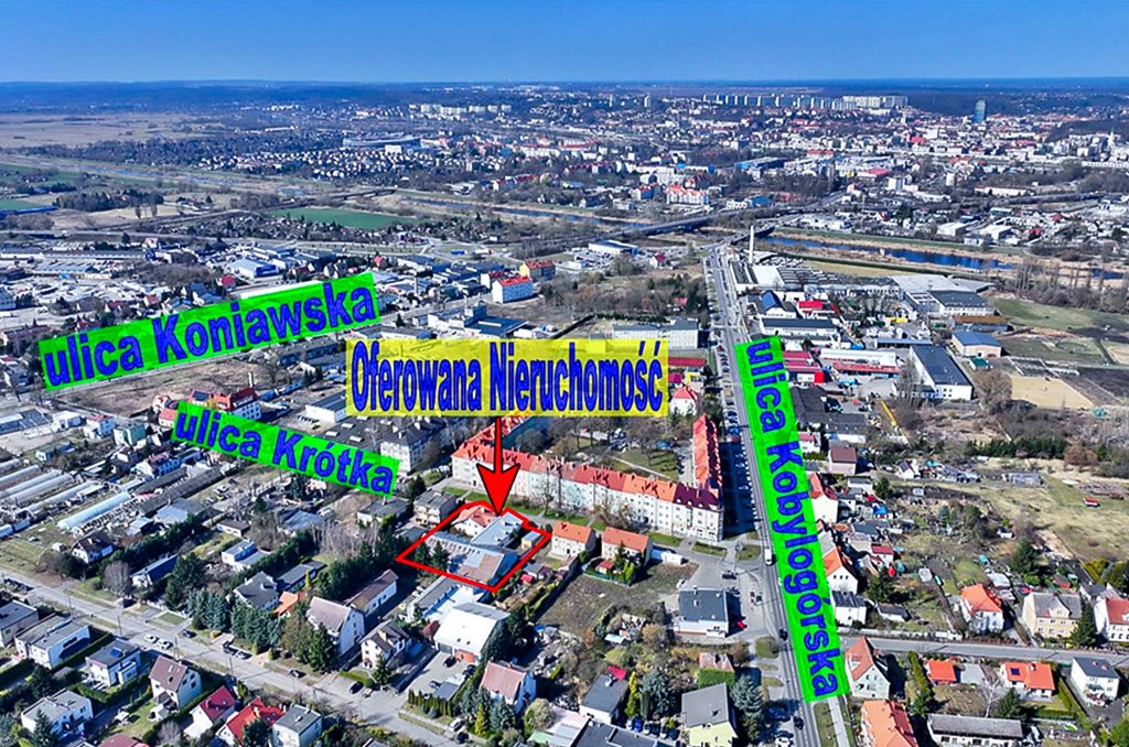 widok z lotu ptaka na nieruchomość komercyjną na sprzedaż Gorzów Wielkopolski