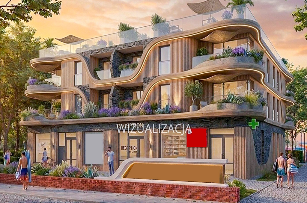 wizualizacja nowoczesnej elewacji nieruchomości inwestycyjnej do sprzedaży nad morzem